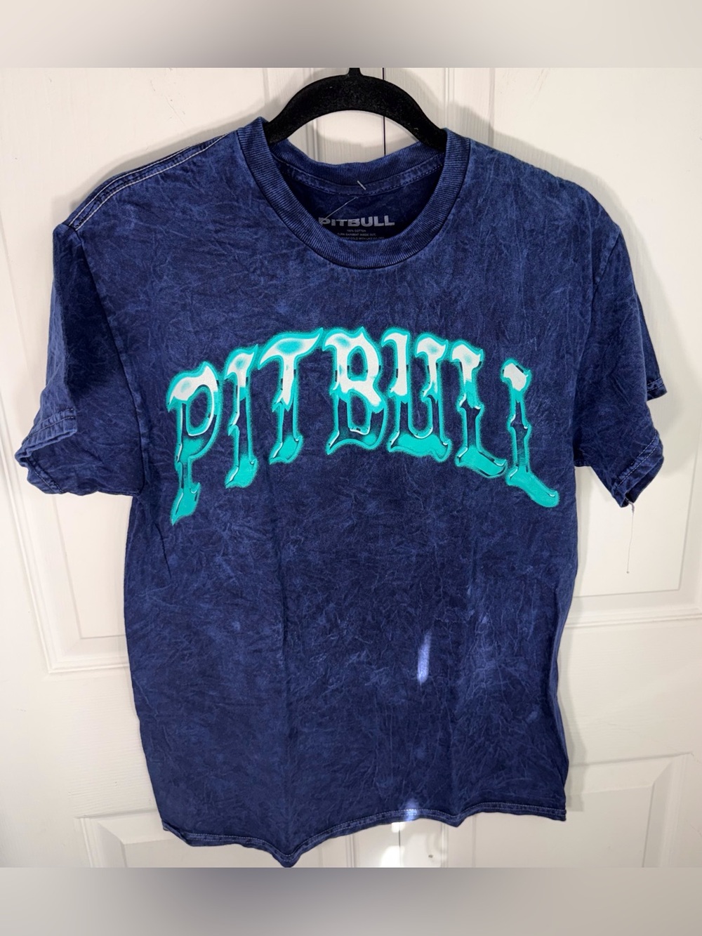 Pitbull Navy Blue 'Pit Bull' Graphic Tee with Teal Lettering - Picture 2 of 6
